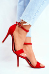 High Heel Suede Sandals Red Liberty