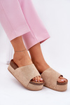 Women's sandals on massive platform eco suede Khaki Vinnibe