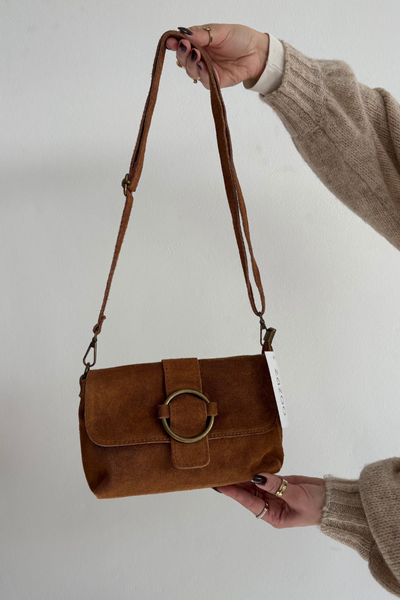 Leather Suede Small Bag Camel Jessel