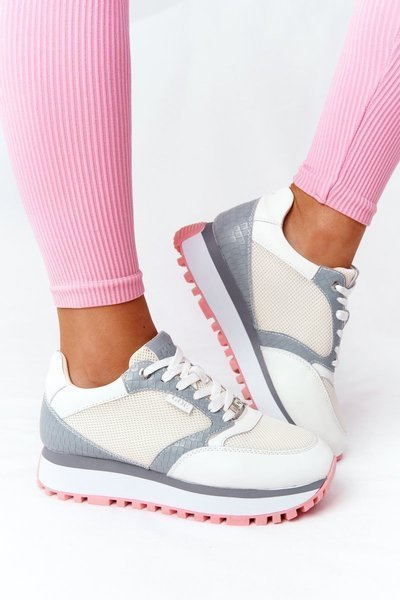 Leather Sport Shoes On A Platform GOE HH2N4008 White
