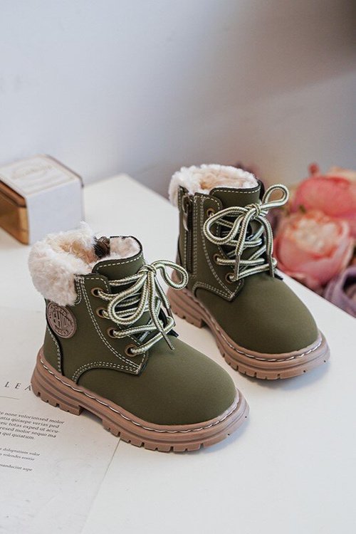 Children's Trapper Boots with a Zip and Sheepskin Zilelone Marialee