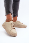 Women's Leather Platform Sneakers Beige Eselmarie