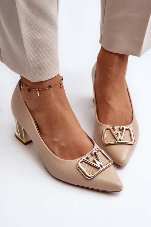 Elegant Pumps with Ornament Laura Messi 2740 Beige