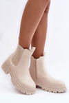 Leather Boots Ankle Boots with Zip Beige Pitrese