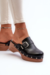 Women's Slide Sandals with Buckle Black Seprilla
