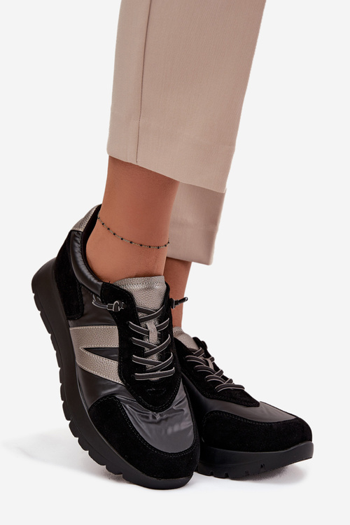 Damskie Sneakersy Na Platformie Czarne Vinceza 58561