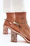 Transparent Stylish Heels on Heel Pink Gold SBarski MR1037-17