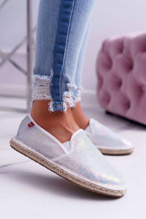 Espadryle Opalizujące Cekiny Big Star Białe DD274A162