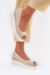 Wedge Women Sandals Made Of Eco Suede Light Beige Velira