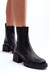 Women's Ankle Boots on Chunky Heel Black Ironna