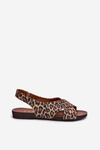 Ladies leather sandals leopard brown Zazoo 40407