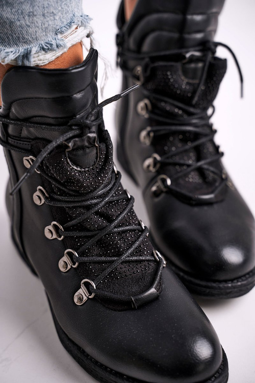 Women's Warm Boots With Cubic Zirconia Black Gisele