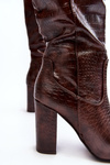 Women's Knee-High Boots with Stiletto Heels and Snake Pattern Delul