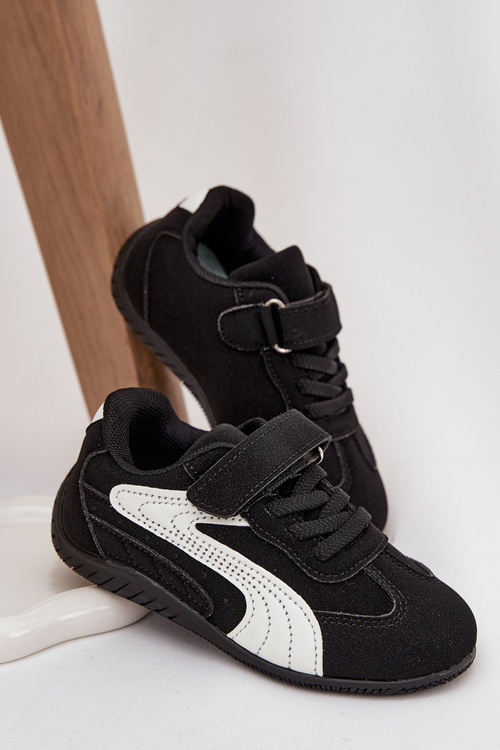 Dziecięce Buty Sportowe Na Rzep Czarno-Białe Perrin