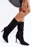 Women's Half-Calf Boots with Stiletto Heel Black Odetteia