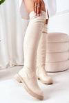 Suede Over The Knee Boots Beige Selina