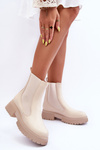 Sztyblety Botki Klasyczne Skóra Beżowe Isminna BM67