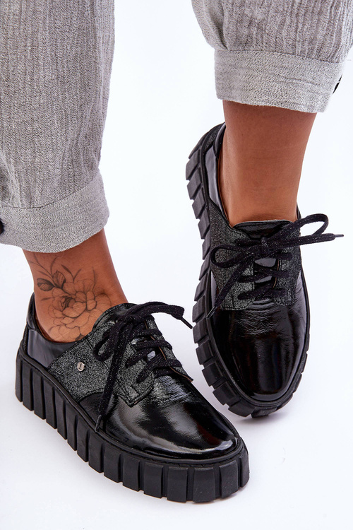 Leather Platform Half-Boots Black Hypnosis