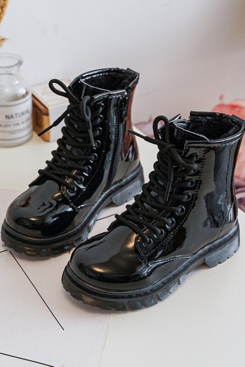Children's Boots Laquered With Zipper Black Tibbie