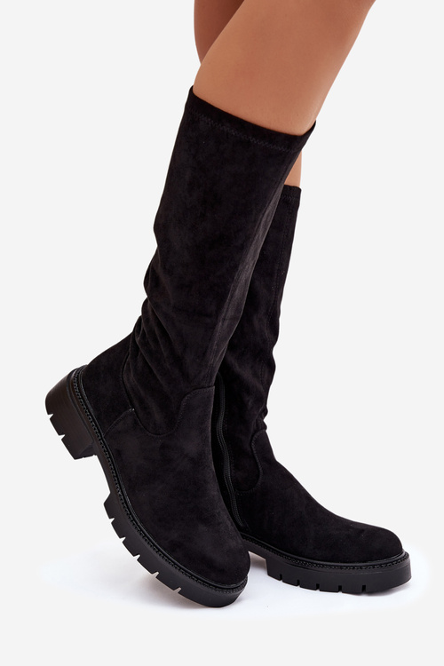 Women's boots from eco suede black Oceana