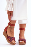 Suede Wedge Sandals Maciejka 04565-44 Red