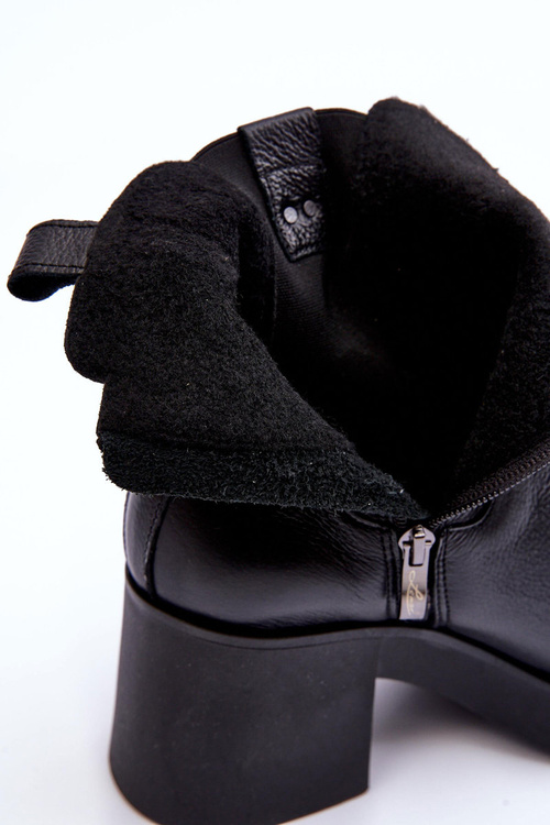 Leather Women's Boots On Heel Black Kodra