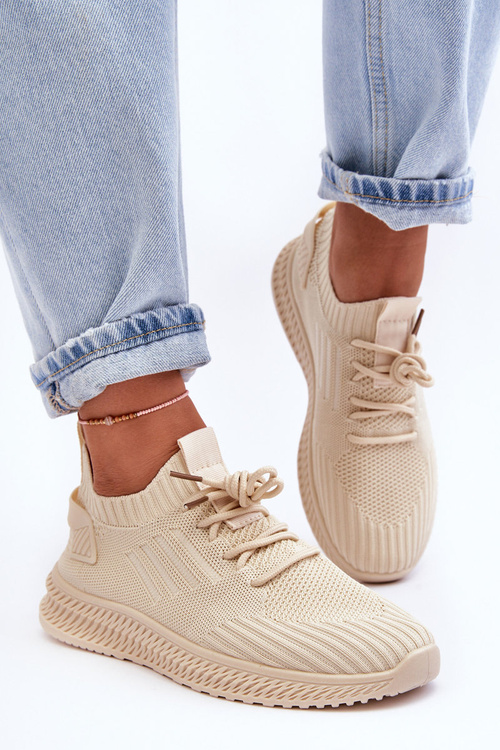 Women's Slip-On Fabric Sports Shoes Beige Zauna