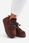 Laced Winter Boots Women On Platform Lined With Fur Brown Tavelle