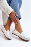 Women's White Cut-out Loafers Rasirna