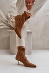 Women's Stiletto Boots Eco Suede With Pointed Toes Camel Irithare