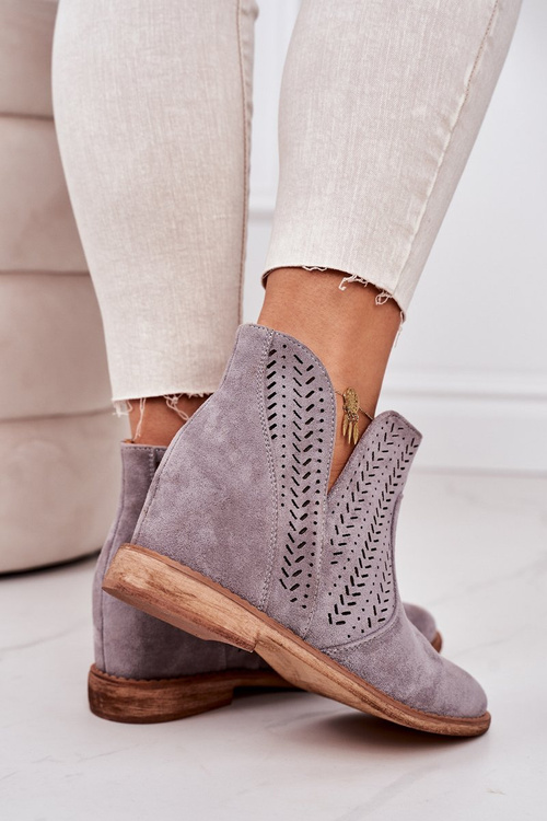 Openwork Boots On A Wedge Grey Melanie