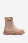Suede Ankle Boots With Massive Sole Light Beige Ozaro 