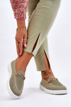 Tenisówki Damskie Wsuwane Slip-On Ozdoba Zielone Alena