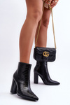 Snake Pattern Heel Boots Black Daldala