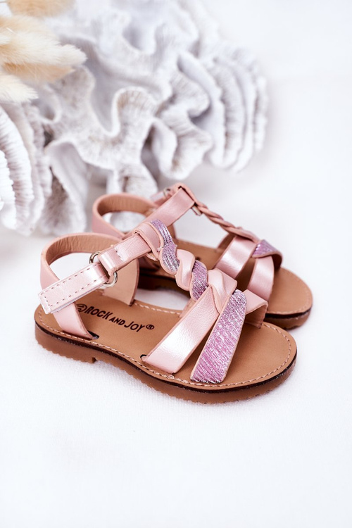 Children's Sandals With Glitter Pink Batilda