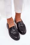 Elegant Women's Loafers Made Of Natural Leather Black Vinceza 18100