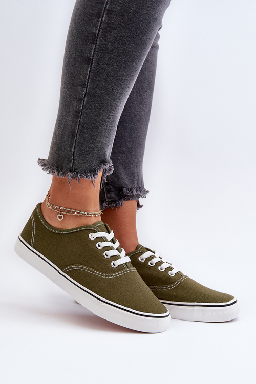 Women's Classic Dark Green Canvas Sneakers Olvali