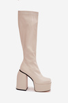 Women's Ankle Boots On A Heel And Platform Light Beige Yavira