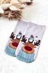 Feet Socks Reindeer Grey