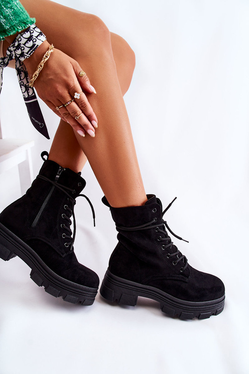 Suede Boots With Zipper Black Marley