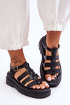 Leather Sandals With Stripes Black Colet