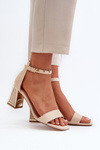 Beige Suede Sandals with Block Heel Pholia