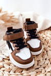 Children's Insulated High Sneakers White and Brown Bartnie