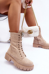 Leather Boots Workery With Jewellery Decoration Beige Marx 