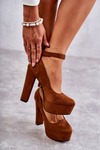 Suede Pumps On The Platform Camel Rivia