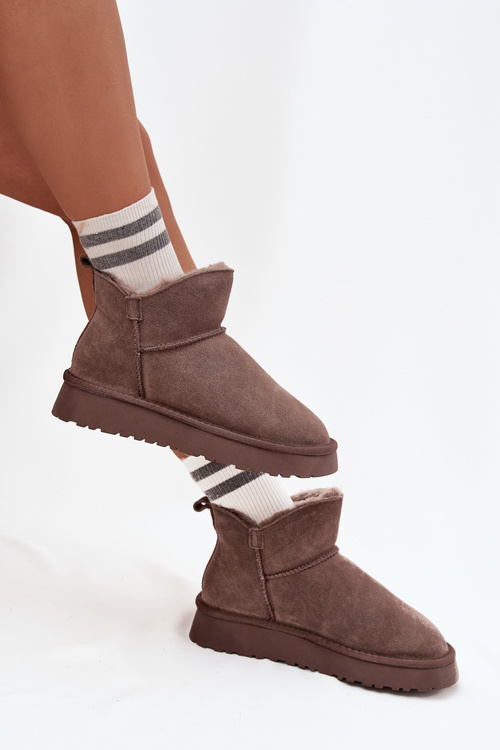 Snow boots made of natural suede lined with fur Vinceza 97961 brown
