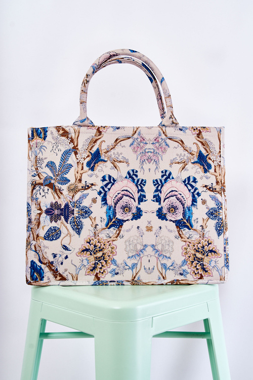 Large Classic Purse In pattern Beige And Blue Micola
