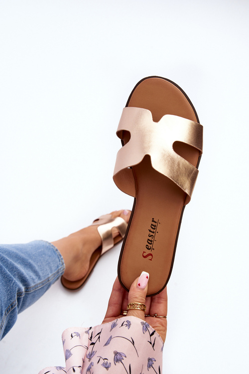 Women's Pink Gold Cut-Out Sandals Lumossa