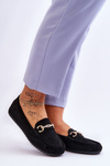 Classic Suede Loafers With Embellishment Black Amera