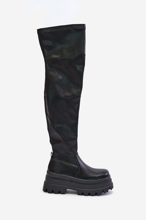 Knee High Boots On A Massive Platform Black Zinera